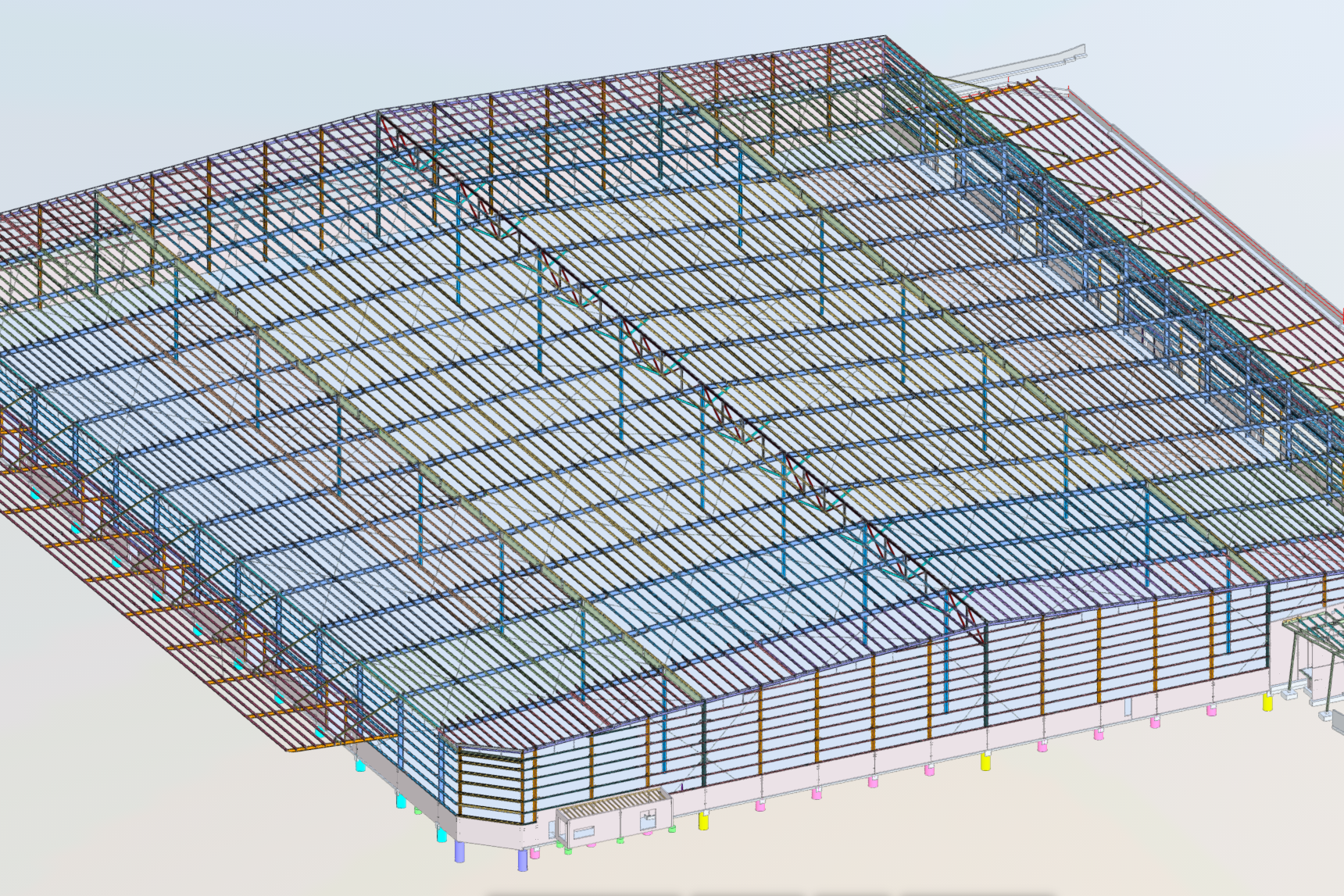 Large industrial building steel frame